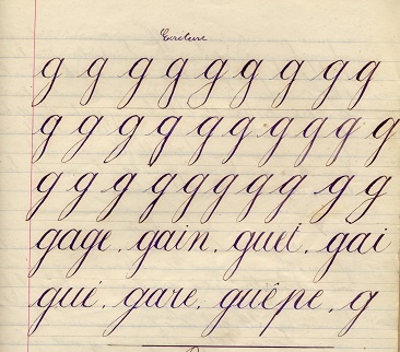Page d'écriture 1897 (collection musée de l'école de bothoa)